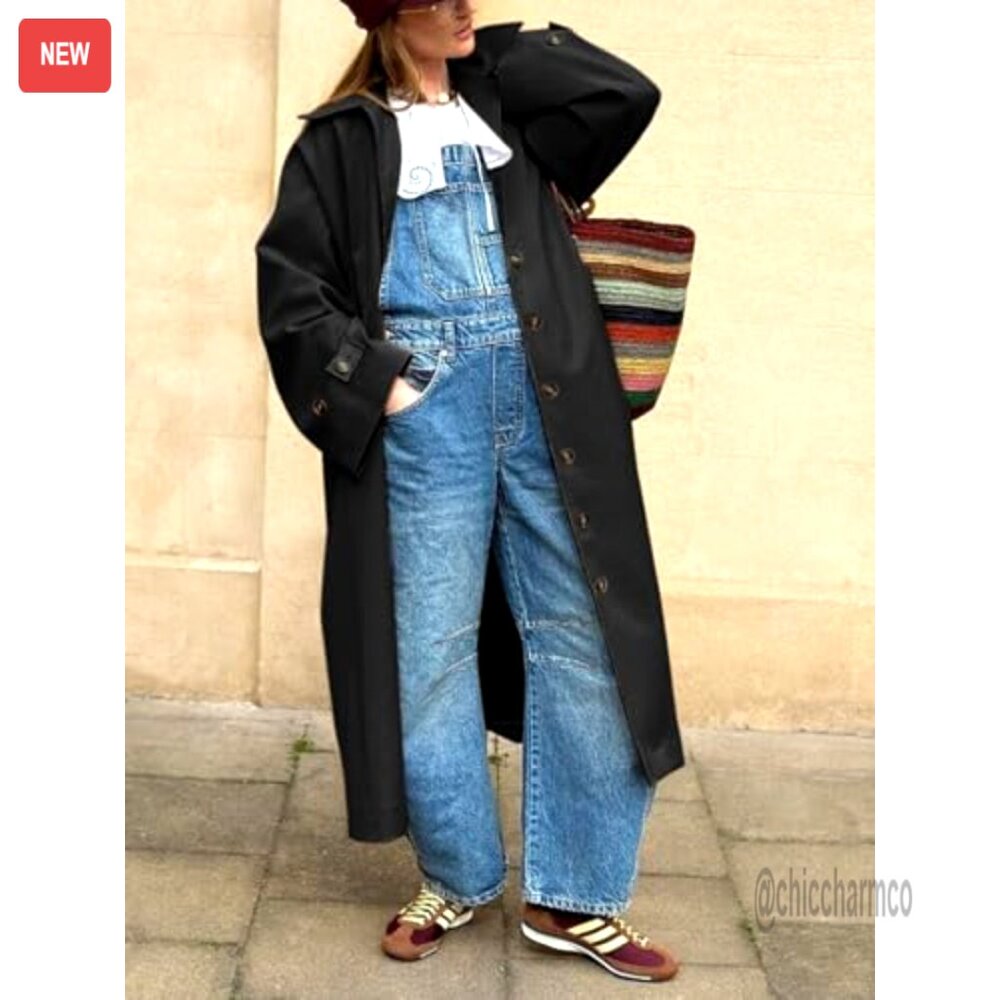 Oversized Trench Coat Windproof Polyester Recycle… - image 3